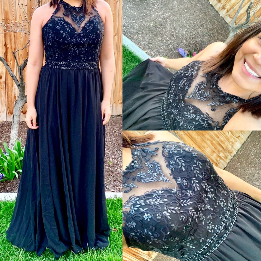 Mori Lee Black Beaded Prom/Bridesmaid Dress